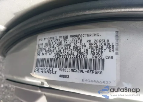 2001 Toyota Avalon Xls из США, поврежденный, VIN 4T1BF28B71U164151